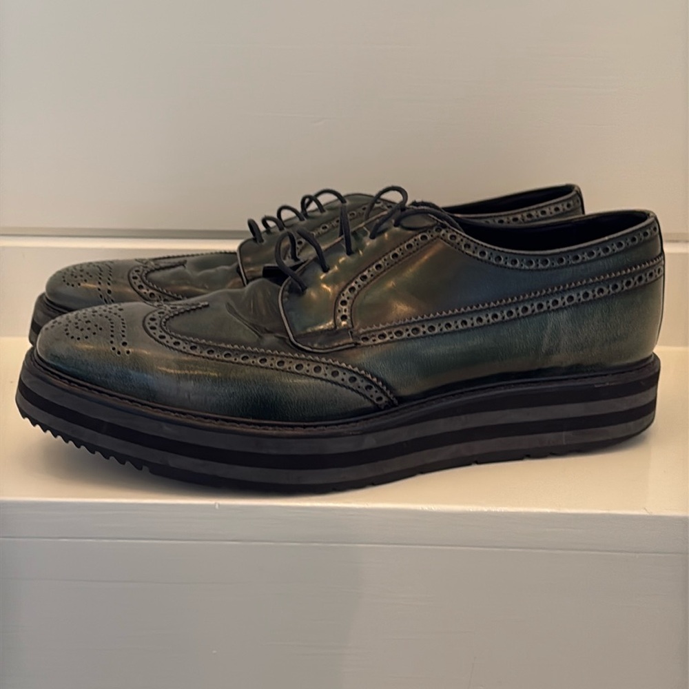 Prada creepers, green leather, size 11